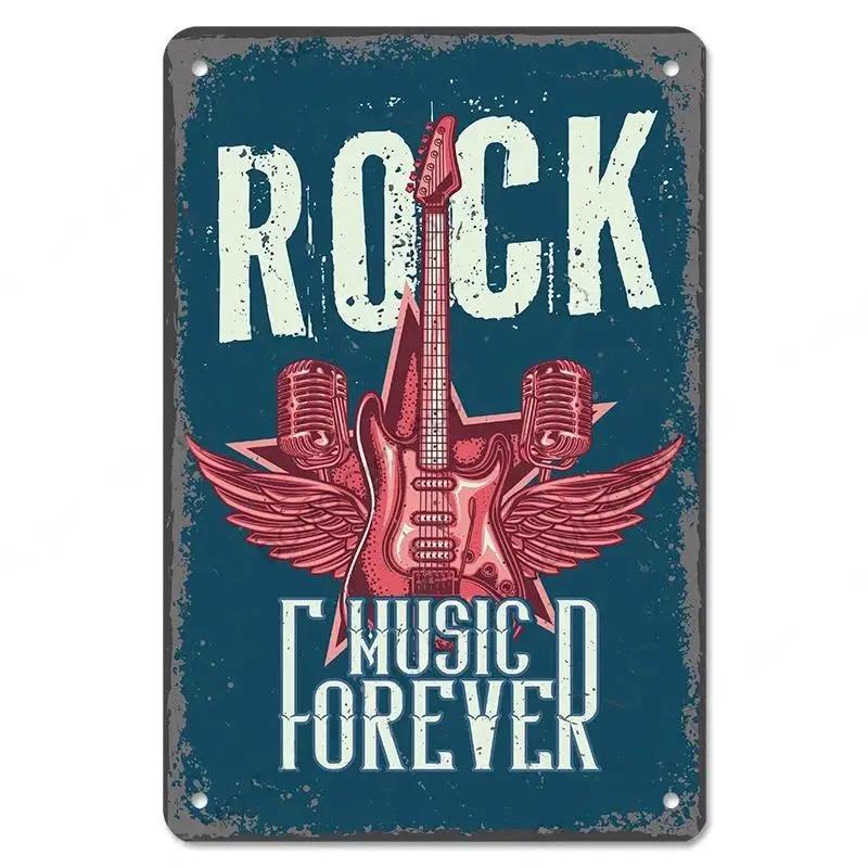 Rock Guitar Vintage Tin Sign Music Poster Wall Plaque Retro Tinplate Crafts Decor for Bar Garage Club Night Rock Party