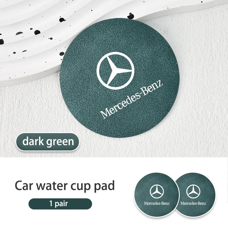 Suede Car Coaster Water Cup Holder Anti-Slip Pad Accessories For Benz AMG A C E S G Class W201 W210 W108 W204 W205 W203 QS1