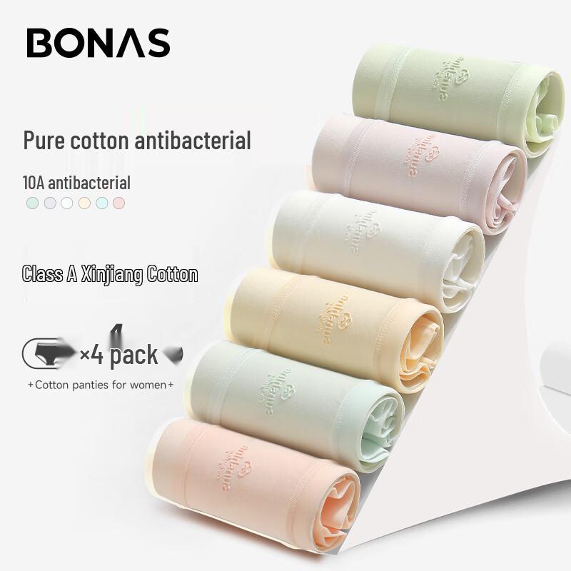 

Женские трусы-слипы Bonas 10A из бесшовного хлопка с антибактериальным эффектом (4-Pack) M (80-100 lbs)