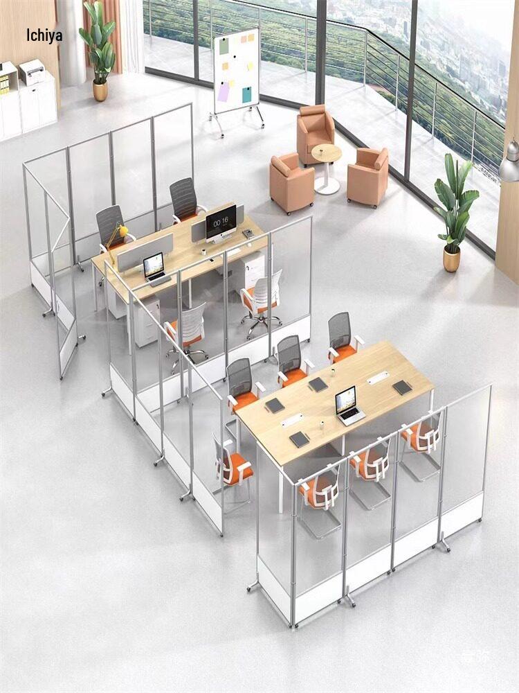 Office Frosted Acrylic Mobile Partition: Foldable Transparent Sliding Screen