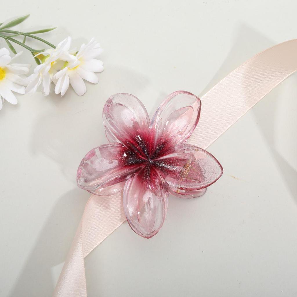 Frangipani Transparent Seaside Vacation Hair Clip - Bauhinia Shark Claw Updo Accessory