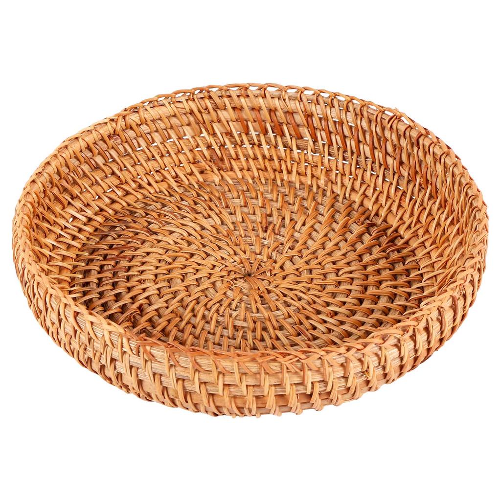 Good-Handmade Autumn Rattan Weaving Round Storage Basket Fruit Dish Rattan Bread Basket For Kitchen Food Picnic Bread Sundry Min
