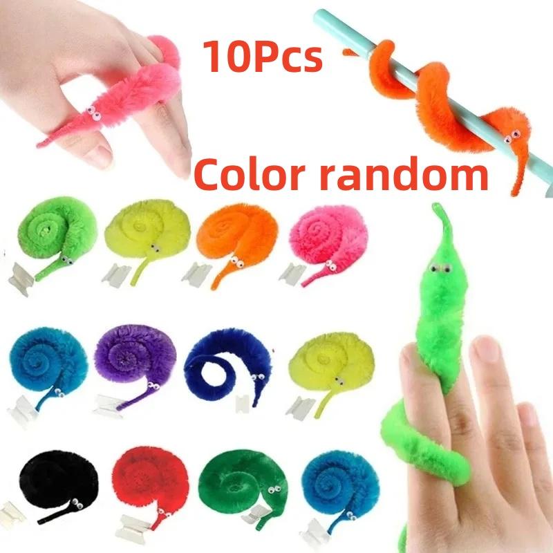 

10Pcs Fun Worm Magic Props Toys For Kids Kids Beginners Wiggly Twisty Worm With Invisible String Party Games Trick Toys Present