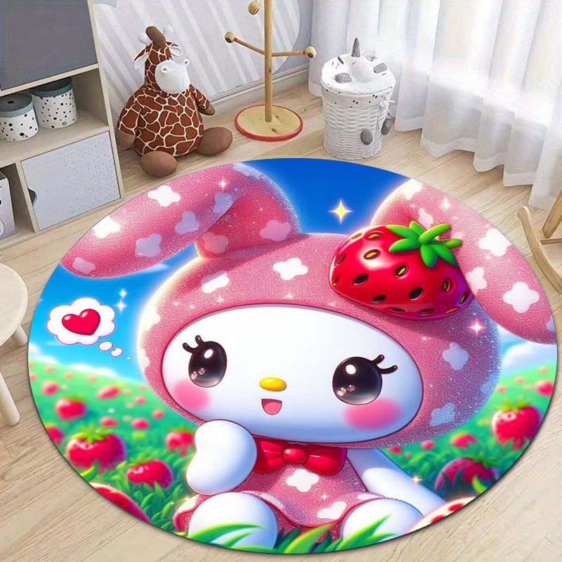 The My Melody and Cinnamoroll Cartoon Round Rug Can Be Used To Decorate Living Rooms, Bedrooms, Sofas, and Playrooms;