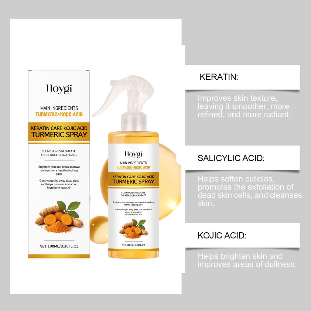 Turmeric Exfoliating Face Mist for Dull Skin Gentle Clarifying Spray for Radiant Complexion Natural Facial Cleansing Toner 100ml