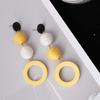 Minimalistic Hemp Rope Ball Dangling Drop Earrings for Women Yellow Color Sweet Cut Out Circle Statement Ladies Jewelry Earrings