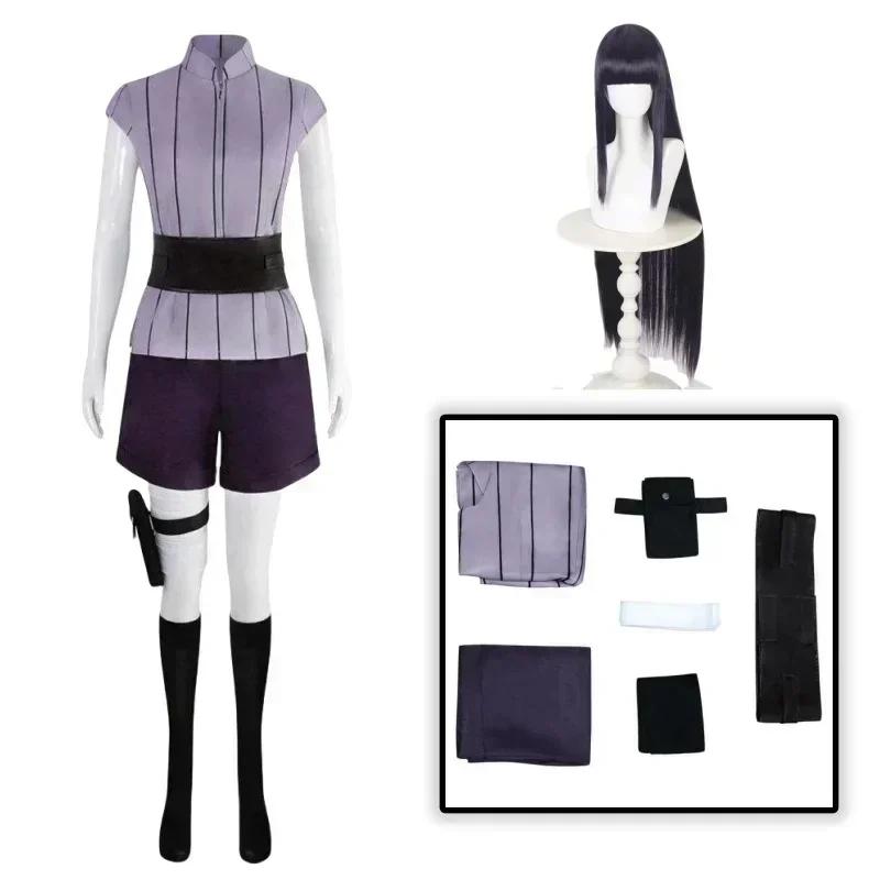 Costume Festa di Carnevale di Halloween Hyuuga Cosplayer Viola Lungo Carino Parrucca Hyuga Hinata Costume Cosplay Parrucca Abiti da Donna