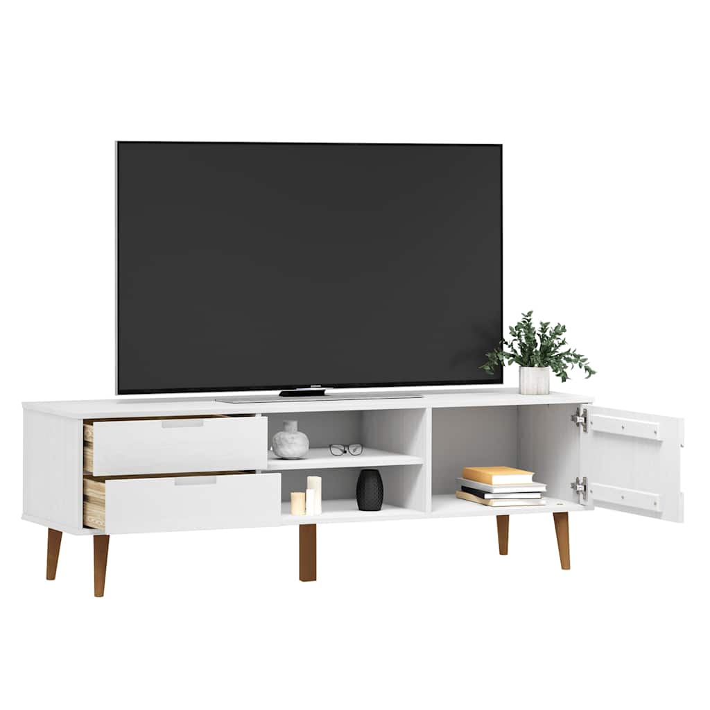 Vidaxl Szafka Tv Molde, Biała, 158X40X49 Cm, Lite Drewno Sosnowe