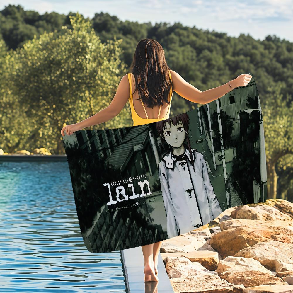 Anime S-Serial Experiments Horror L-Lain Game Quick Drying Beach Towels Are Suitable For Swimming Pools Camping Yoga And The Gym