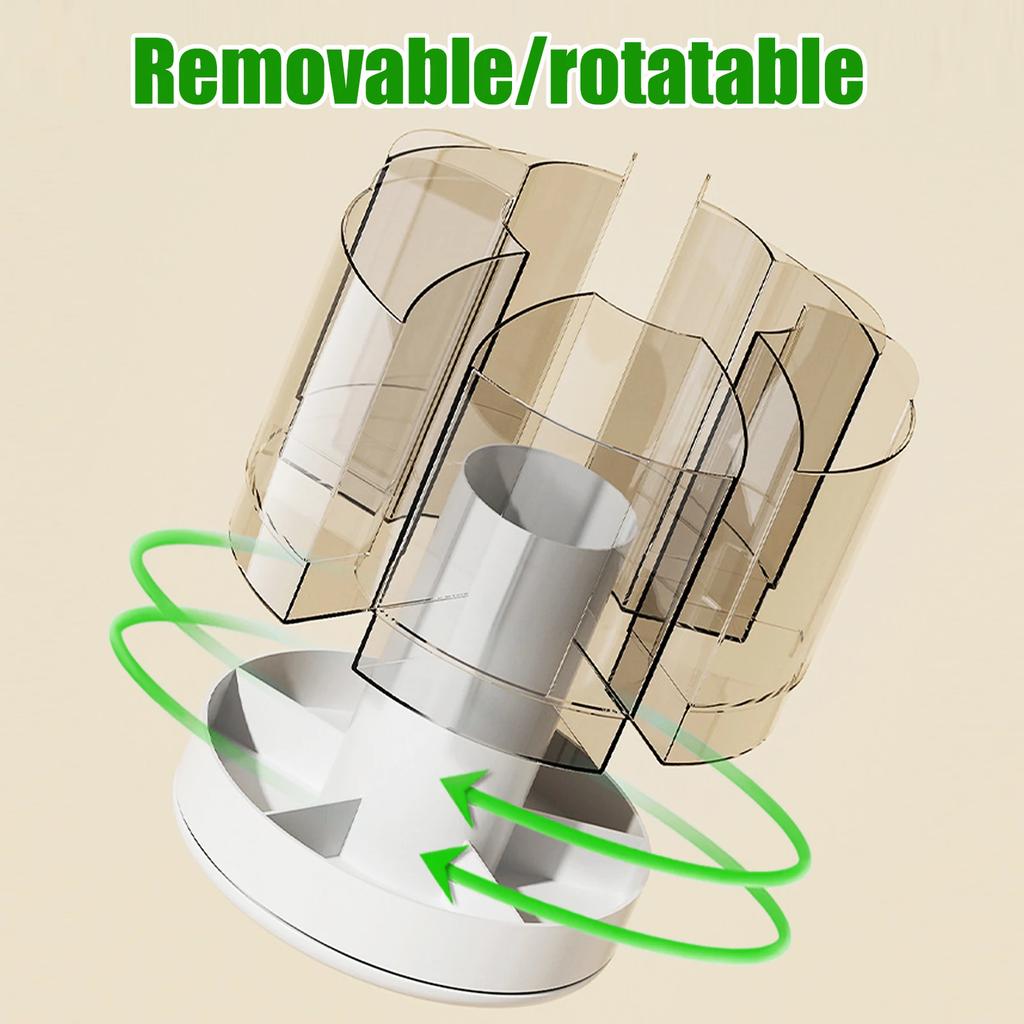 360° Rotating Pencil Organizer Large Capacity Round Desktop Storage Holder with 6 Compartments Cosmetic Brush Organizer