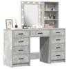 Makeup Table with Mirror Lighting 3 pcs Grey Particleboard