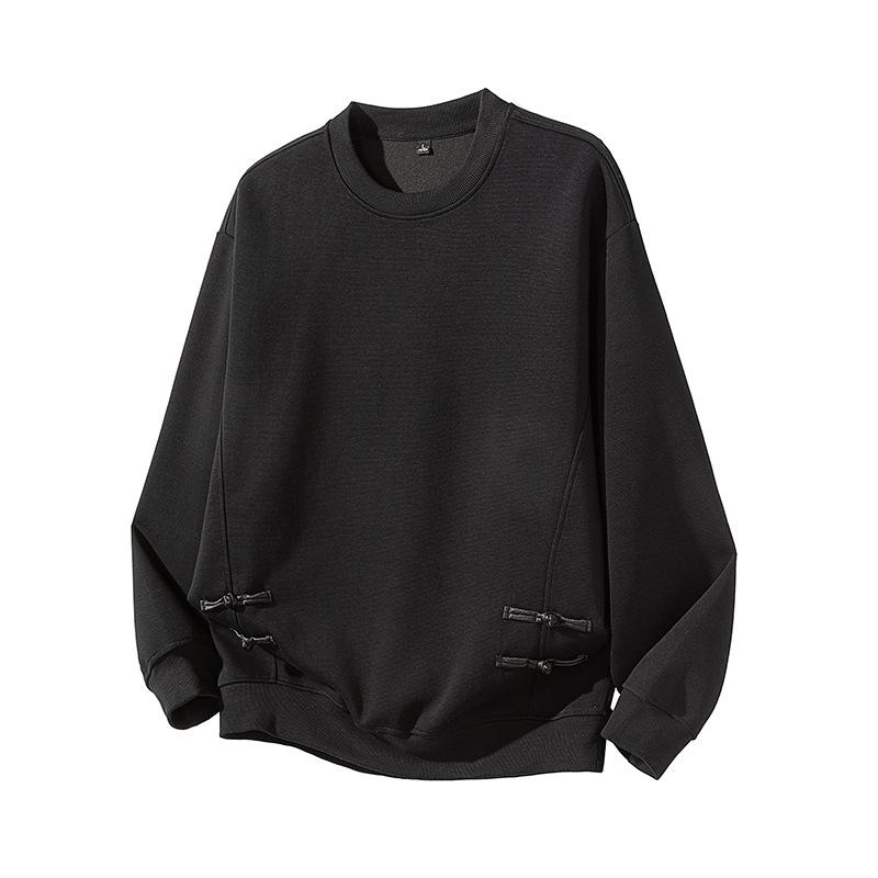 

Chinese Style Chinese Style Button Design Long-sleeved Sweatshirt for Men s Autumn New Versatile Simple Top 3XL чёрный
