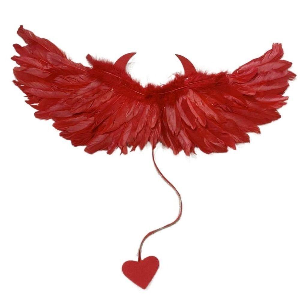 Liebe Schwanz Böses Horn Foto Requisiten Halloween Party Kostüm Requisiten Niedlich Engel Feder Flügel Halloween