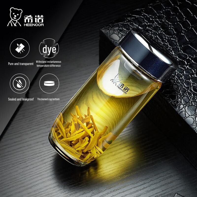 Heenoor Portable Borosilicate Glass Tea Infuser Bottle