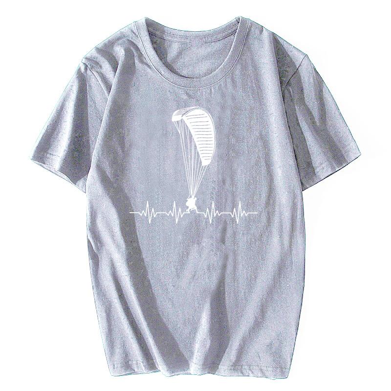 Herren Vintage Paraglider Paragliding T-Shirt Kurzarm Reines Baumwoll-T-Shirt O-Ausschnitt Lässig Paramotor Fallschirm T-Shirt Harajuku