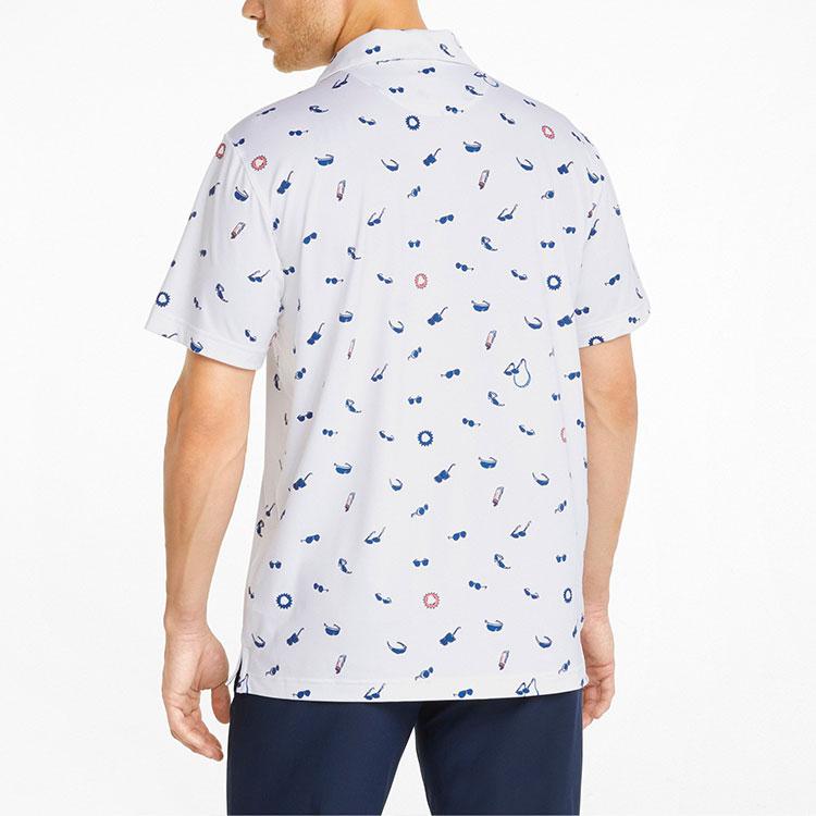 Puma Mattr All Over Print Breathable Straight Fit Polo Shirt Men tops White 532980-01