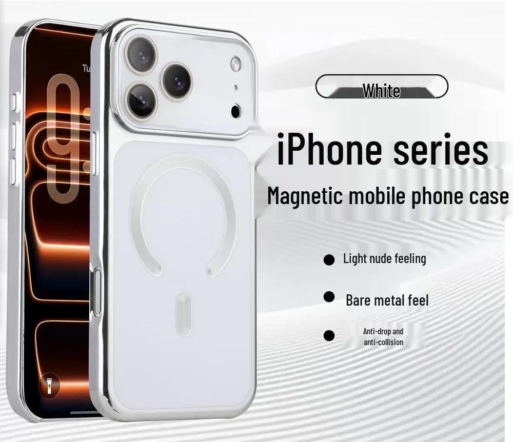 Compatible Apple 17 Pro Max Magnetic Plating Case with iPhone 16 Lens Film Cover