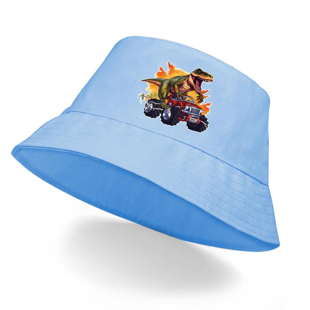 Bucket Hat With Dinosaur Monster Trunk Print , Fisherman Hat Summer Trendy Foldable Beach Cap