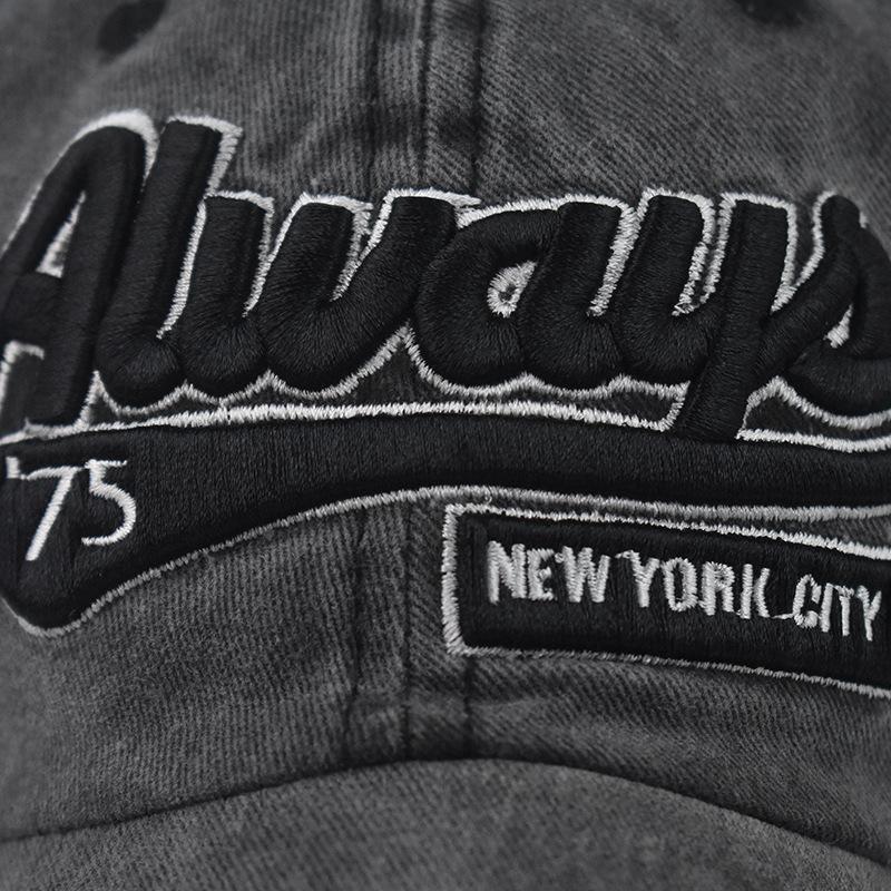 Men Women Baseball Cap Washed Cotton 3D Embroidery ALWAYS 75 Letter Baseball Cap Ladies Dad Hat Men's Bone Cap