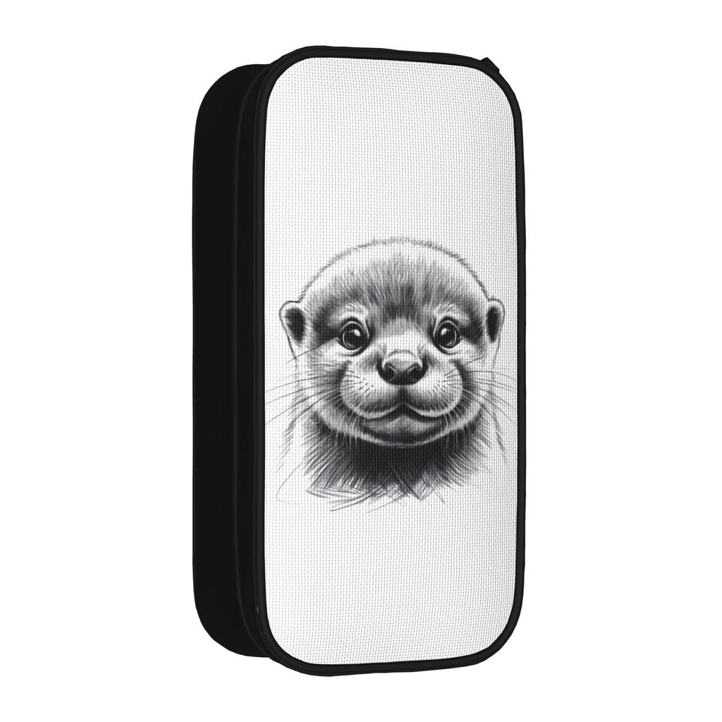 sketch of a cute baby river otter Pencil Case Classic Pen Bag Student Big Capacity School Supplies Cosmetic Pencil Box