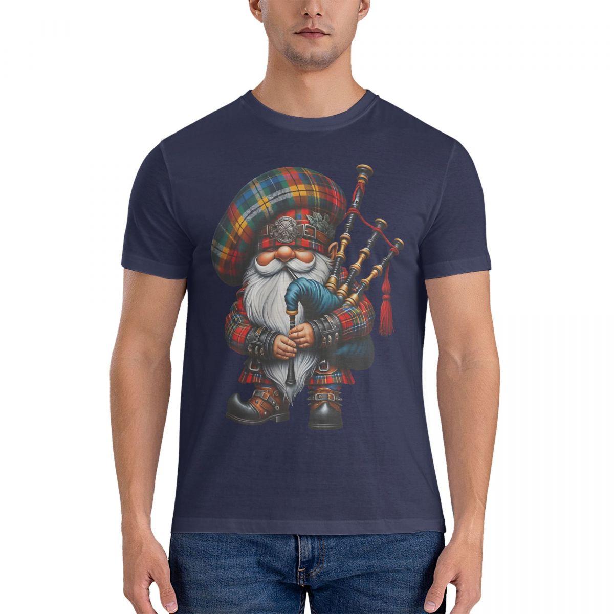 

Mens Bagpiper Gnome Scottish Gnome With Bagpipes T Shirt Gnome Pure Cotton Clothing Casual Short Sleeve Shirt Gift Idea 4XL