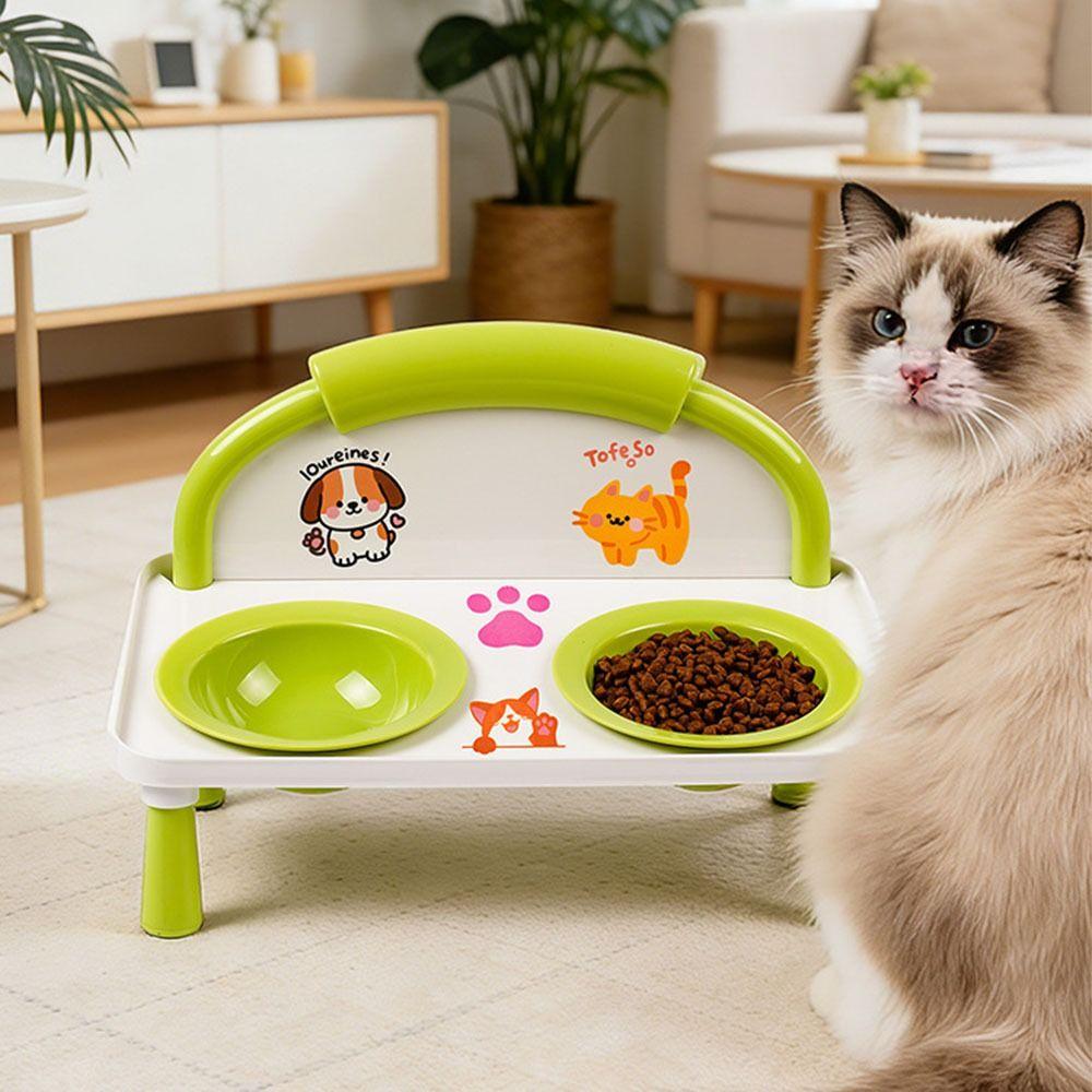Double Bowl Pet Bowl High-legged Dog Bowl Fashion Cat Water Fountain  Pet Supplies
