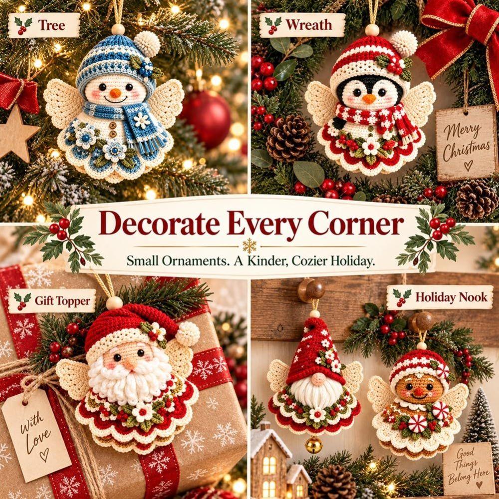 Crochet DIY Crochet Christmas Ornament Kit Handmade Christmas Hanging Decor Holiday