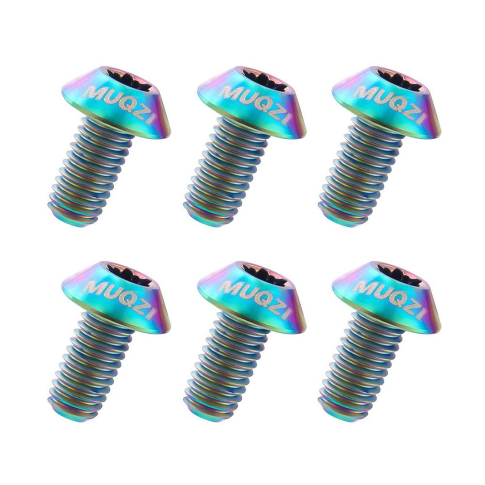 6pcs Titanium Bike Disc Brake Rotor Bolts T25 Torx M5 X 10mm Disc Brake Rotor Fixing Bolts Ultralight Fixing Screws