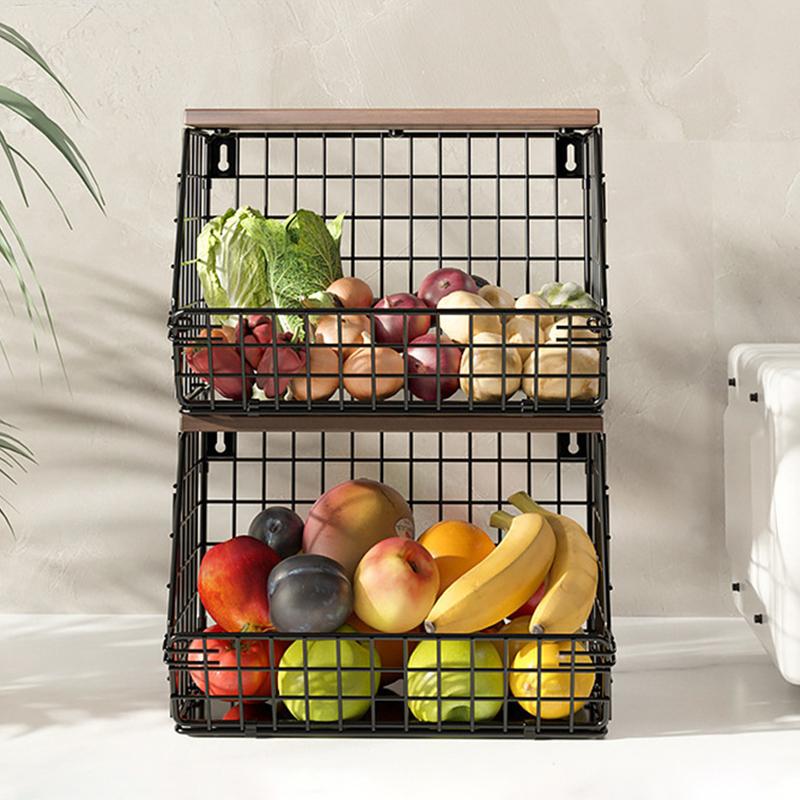 Stackable Storage Basket for Kitchen Counter Wall Hanging Fruit Storage Snack Box Storage Basket Hanging Food Storage Room