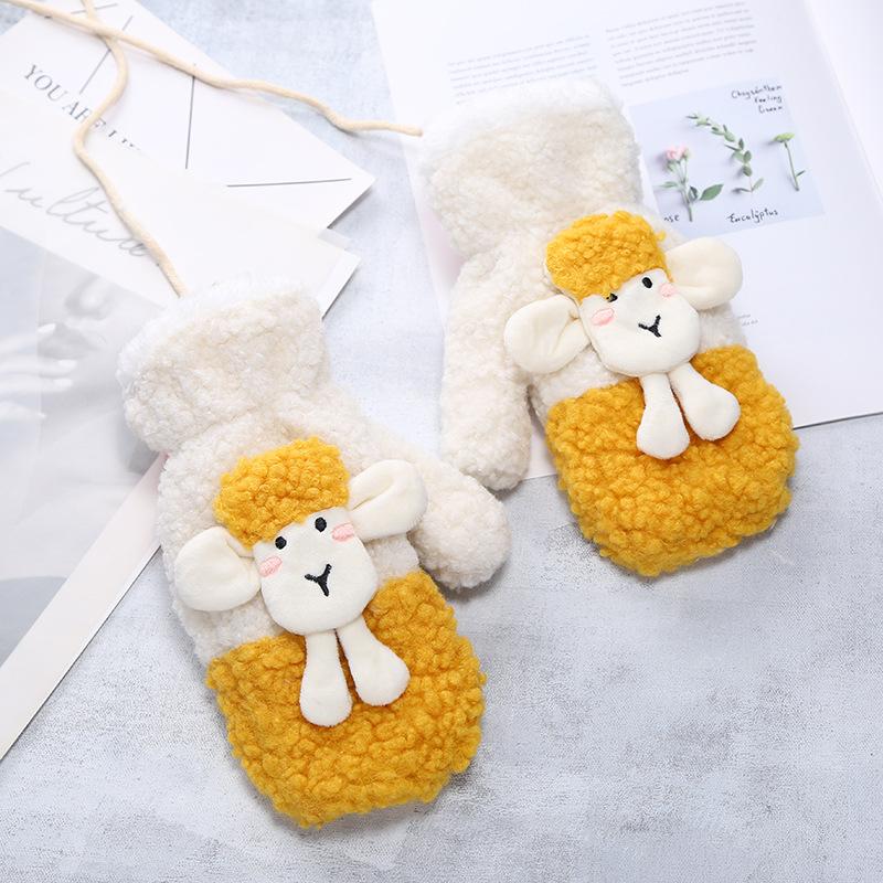 Gloves winter female cutie with fingers to keep warm cycling student plush thickened plush tide neck gloves