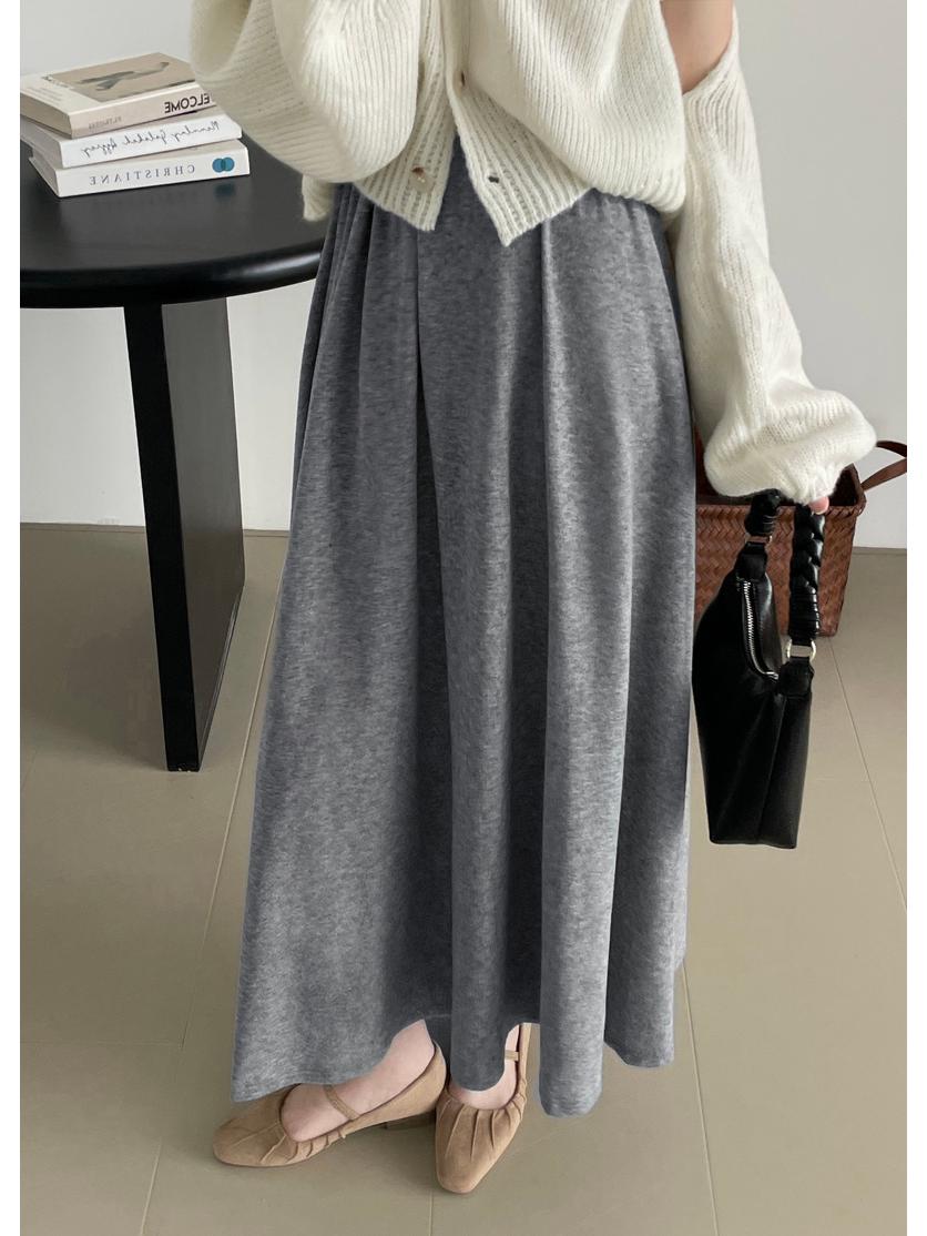 

Юбка Taochuan с завышенной талией на осень 2024 года для женщин - Облегающий крой, скроет бедра, длинный стиль (YL660) One Size светло-серый