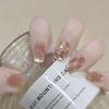 30pcs Short Ballerina False Nails Cat Eye Shining Slices French Fake Nails Polka Dots Checkered Golden Butterfly Press On Nails