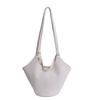 Niche high-end soft leather vegetable basket hand carrying bucket bag women's new commuter shoulder armpit bag
