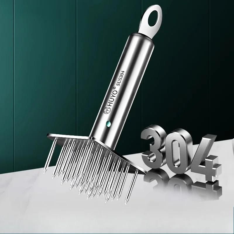 Hand Punch Meat Piercing Needle Flesh Hole Artifact Portable 304 Stainless Steel Meat Loose Needle Hammer Tenderizer Steak Tools