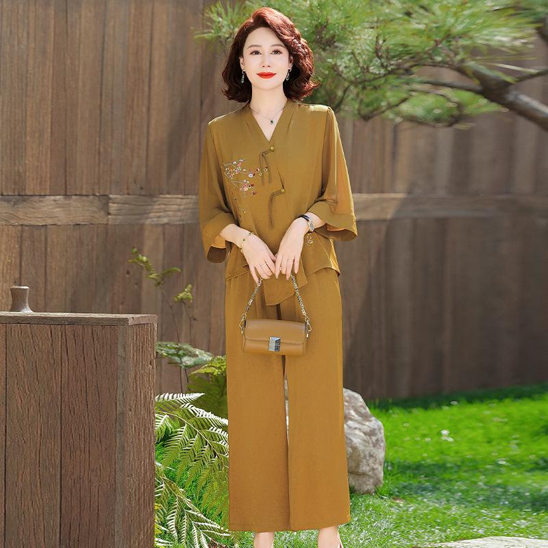 

Modern Chinese National Trend Spring/Summer Outfit for Middle-Aged Women 5XL [145-160 jin]