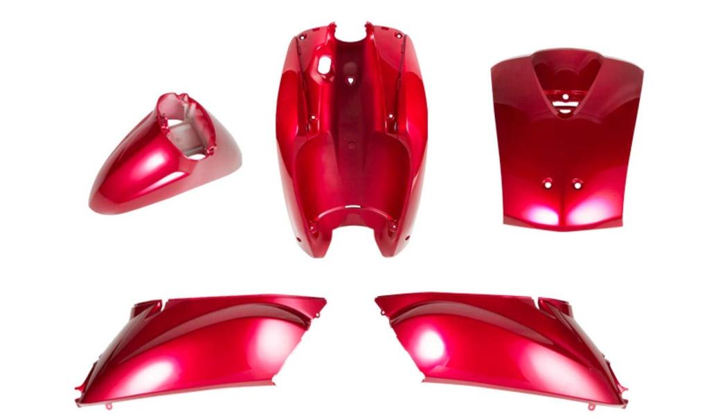 Náhradní díly pro motocykly, originální sada exteriérů, 5dílná sada, včetně všech exteriérů vozidla, červeno-červená kapota, lakovaná Honda Today AF61 304501