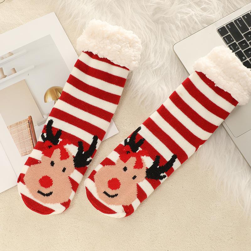 Winter Thick Slipper Socks for Women Non Slip Warm Fuzzy Socks With Soft Fleece Lined Home Grips Socks Womens Solid Fluffy Slipper Socks with Grippers