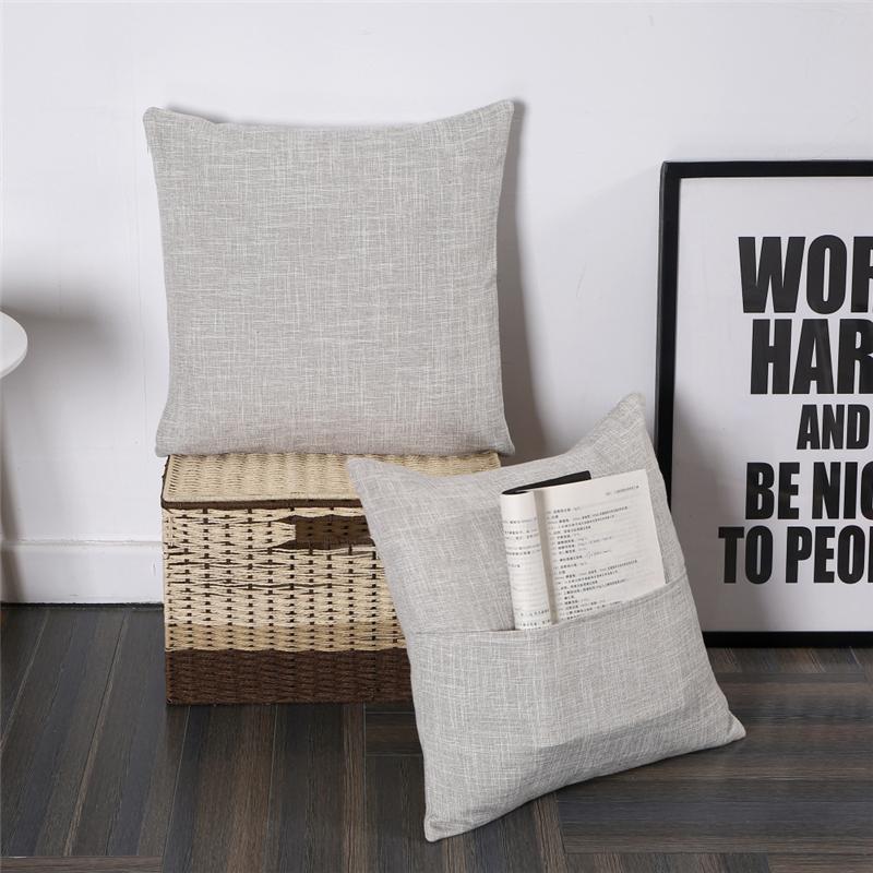 45x45cm Thicken Cotton Linen Solid Color Cushion Cover With Pocket Bedroom Pillow Case Home Sofa Decoration