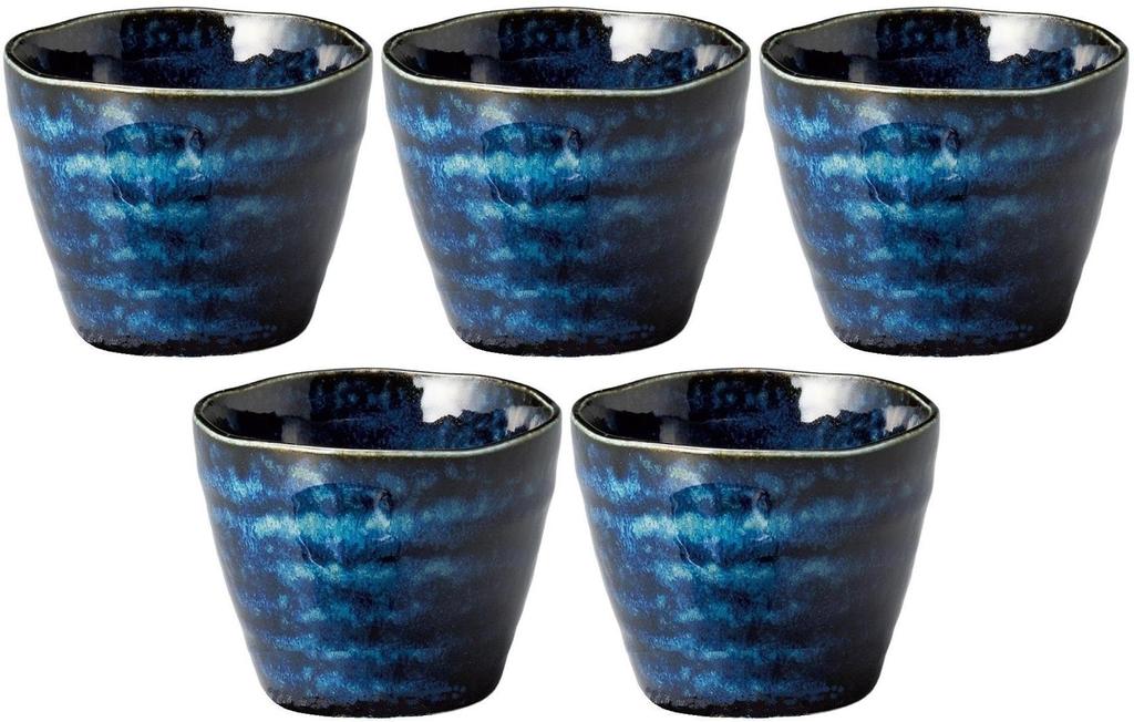 Set of 5 Navy Blue Yohen Soba Choko Sake X (Soba Cups) [8.4 6.6cm]