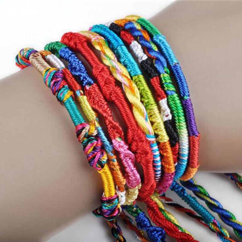 5Pcs Colorful Friendship Cords Rope Weave Braid Handmade Bracelet Wrist