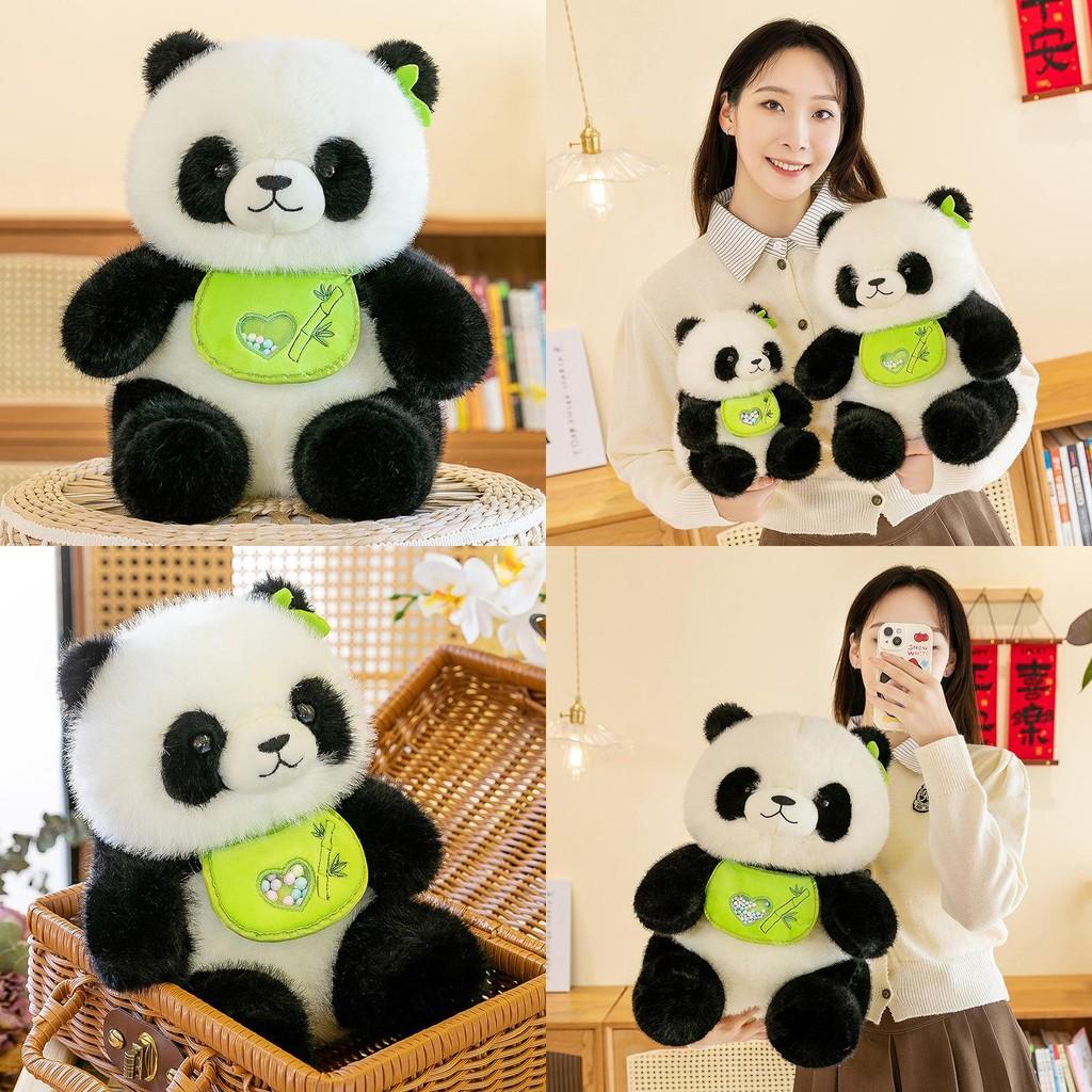 Panda Adorable With Bib Plush Toy Stuffed Animal Doll Kids Decorations Gift
