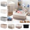 15x10x9 Inch Cotton Rope Basket Portable Large Capacity Woven Rope Baskets Foldable 22L Laundry Basket for Sundries Clothes