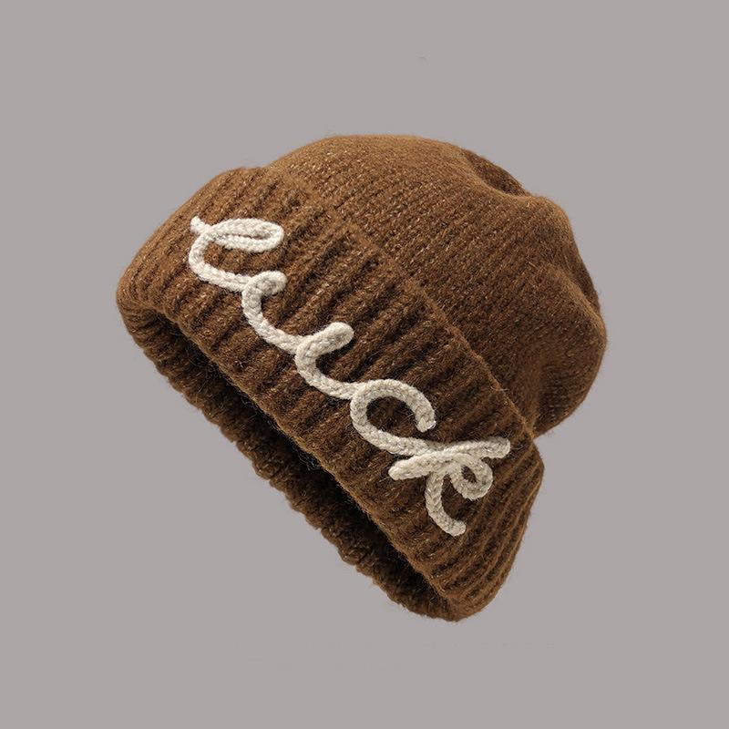 

Шляпа с большим обхватом головы женская осенне-зимняя свободная шапка-мешок на голову шерстяная теплая шапка от холода большое лицо маленькая вязаная шапка с ушками elastic темно-коричневого