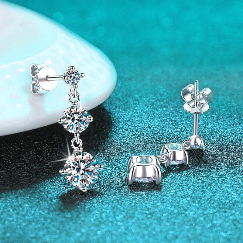 D Color VVS1 3.2CTTW Certified Moissanite Drop Earrings for Women Lab Diamond Wedding Jewelry 925 Sterling Silver