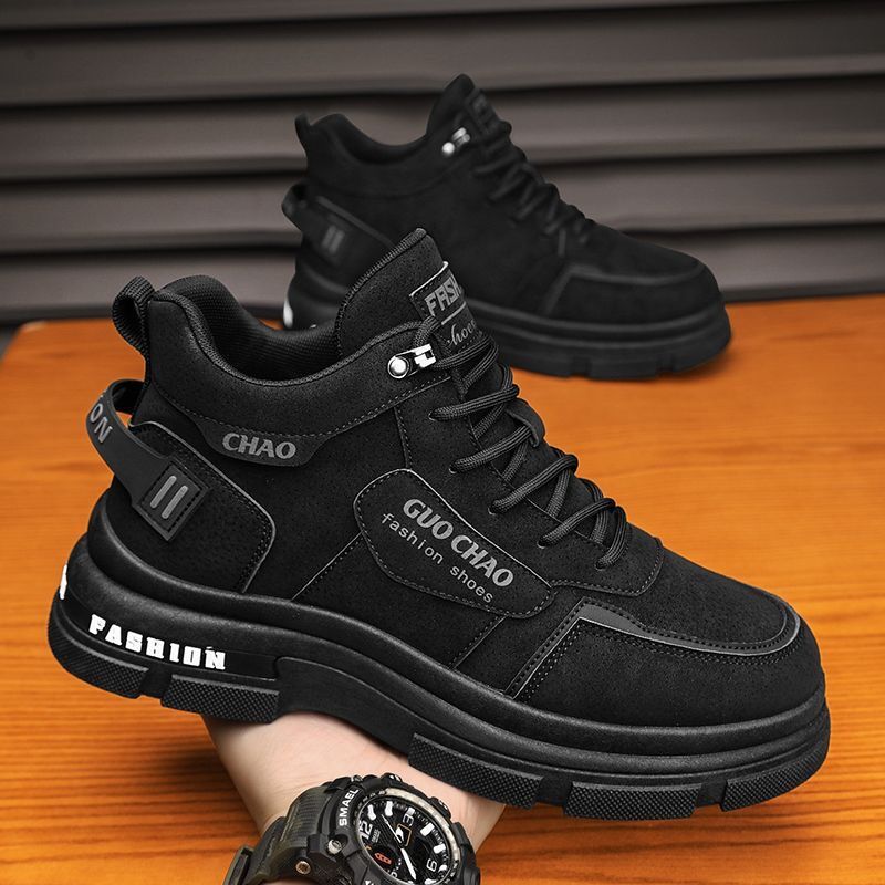 Fashion Autumn Men's Shoes New Breathable High Top Workwear Shoes Retro Men's Thick Soled Non Slip Casual Lace Up Sport Short Boots