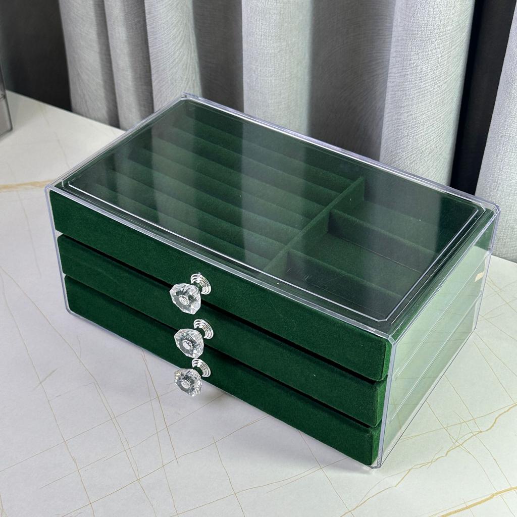 Burgundy Flannel Jewelry Storage Box, Earrings, Earrings, Storage Box Jewelry, Dust-proof Drawer-type Jewelry Case, Dressing Table Collection