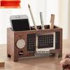 Black Walnut Wood Pen Holder & Perpetual Calendar Desktop Storage Box.