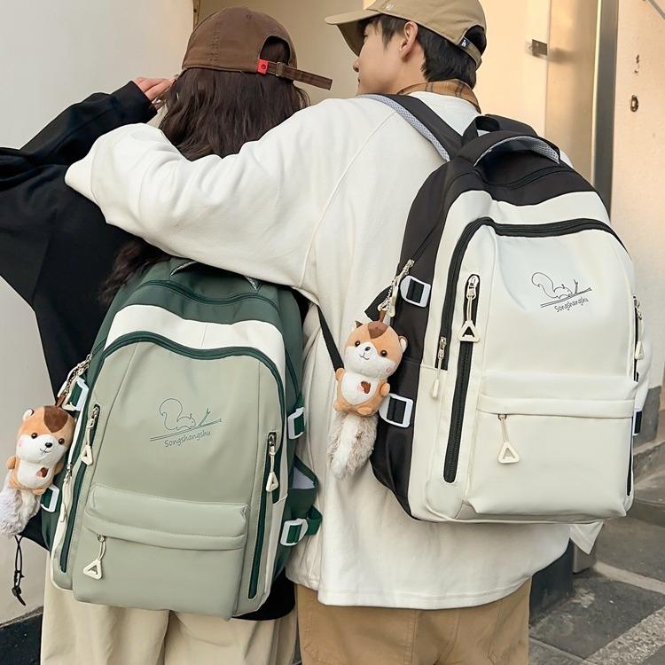 Schoolbag new trendy junior and senior high school student backpack, simple casual backpack, fashionable collegiate style patchwork color backpack,