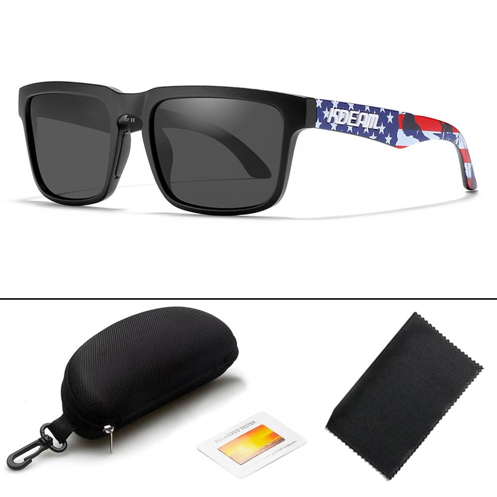 KDEAM Unisex Square Polarized Sunglasses Outdoor Retro Style Lightweight Comfortable Fashion Women Sun Glasses With Hard Case
