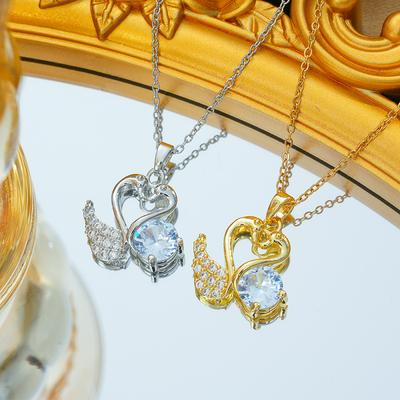 Mandarin Duck Playing In The Water Zircon Necklace for Women Simple Niche Design Simple Collarbone Chain Gift